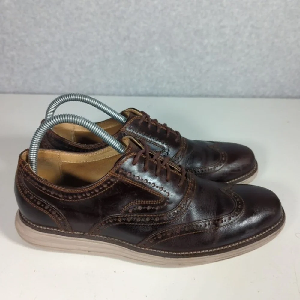 Cole Haan Grand IS Wingtip Oxfords Mens Shoes 8M White Sole Dark‎ Brown